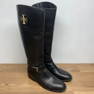 Tory Burch Adeline Black Leather Tall Riding Boots Size 9 M