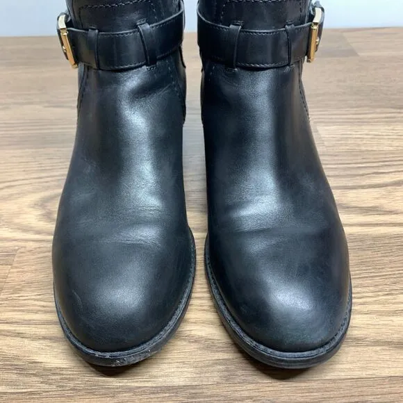 Tory Burch Adeline Black Leather Tall Riding Boots Size 9 M