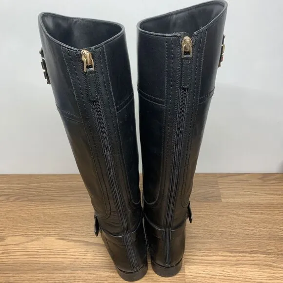 Tory Burch Adeline Black Leather Tall Riding Boots Size 9 M