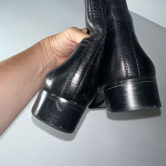 Tory Burch Black &amp; Gold Riding Boots