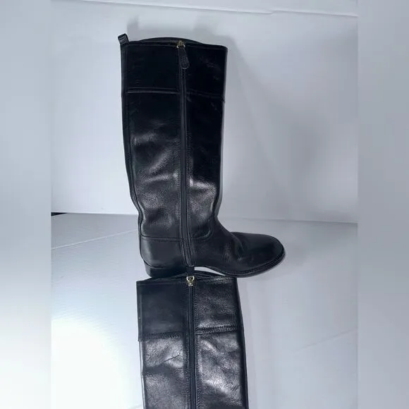 Tory Burch Black &amp; Gold Riding Boots