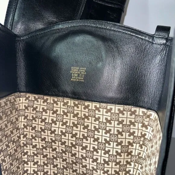 Tory Burch Black &amp; Gold Riding Boots