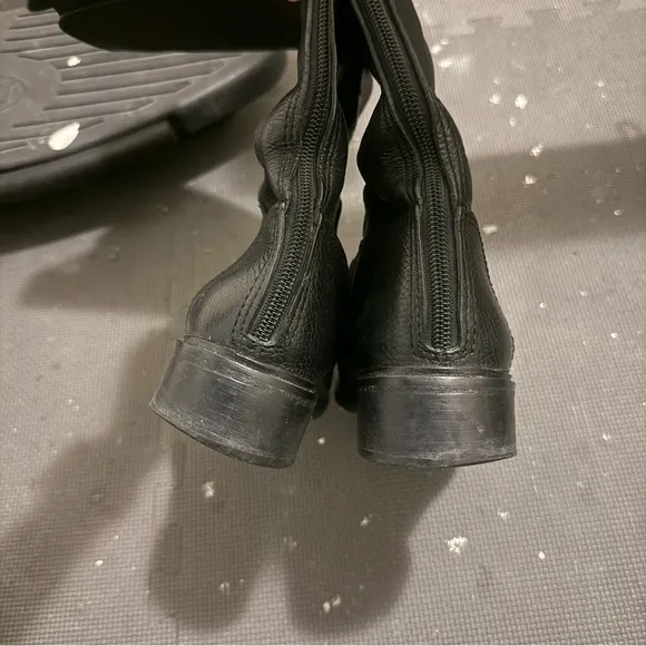 Tory Burch Black Christy Tumbled Leather Stretch Riding Boots