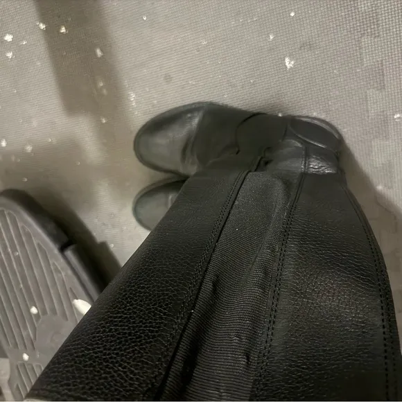 Tory Burch Black Christy Tumbled Leather Stretch Riding Boots