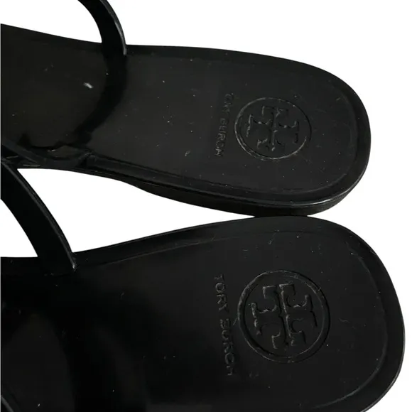 Tory Burch Black Floral Women's Jelly Sandals Size 8
