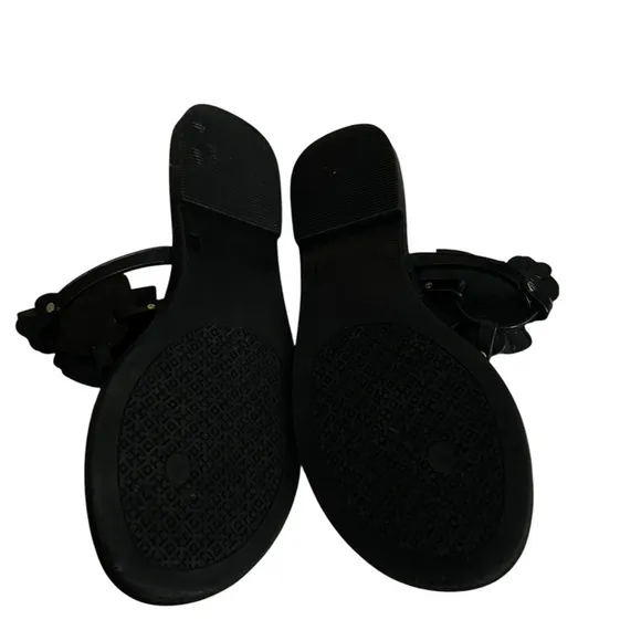 Tory Burch Black Floral Women's Jelly Sandals Size 8