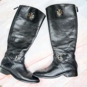 Tory Burch Black Riding Knee High Riding Boots 7.5