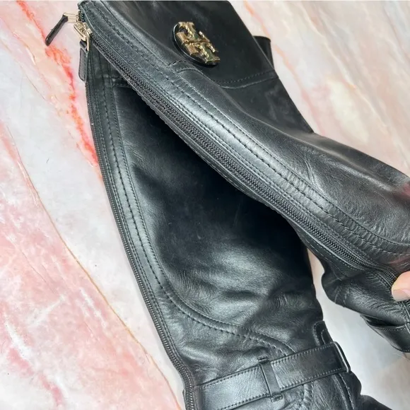Tory Burch Black Riding Knee High Riding Boots 7.5