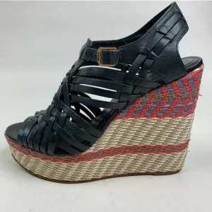 Tory Burch Blue Leather Espadrille Sandals Size 7.5