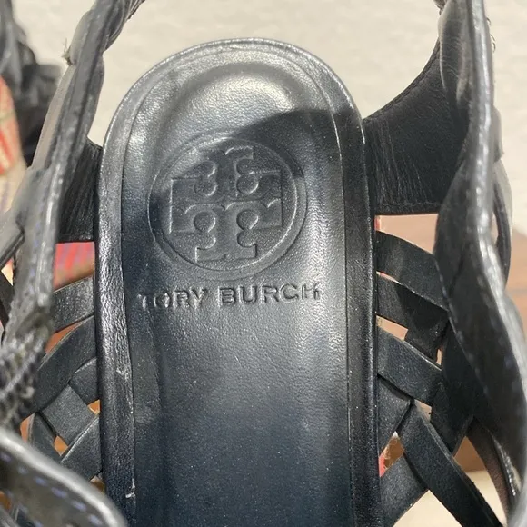 Tory Burch Blue Leather Espadrille Sandals Size 7.5