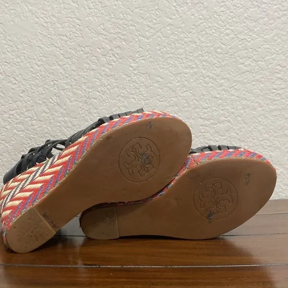 Tory Burch Blue Leather Espadrille Sandals Size 7.5