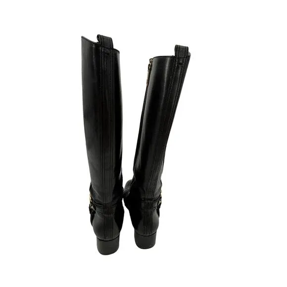 Tory Burch Boots Womens 9 Donovan Tall Equestrian Riding Black Leather