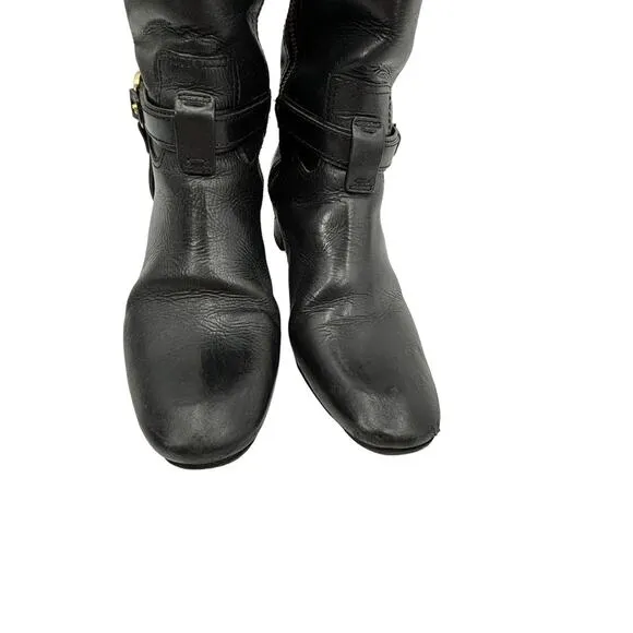 Tory Burch Boots Womens 9 Donovan Tall Equestrian Riding Black Leather