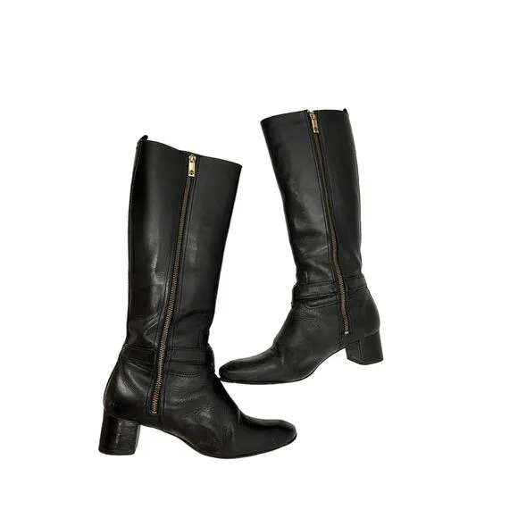Tory Burch Boots Womens 9 Donovan Tall Equestrian Riding Black Leather
