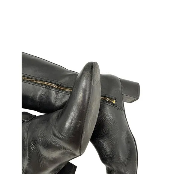 Tory Burch Boots Womens 9 Donovan Tall Equestrian Riding Black Leather