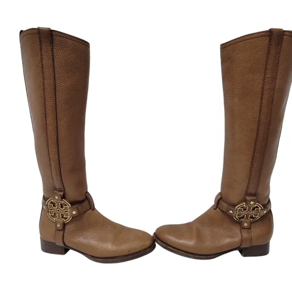Tory Burch Brown Genuine Leather Tall Riding Women’s Boots Shoes Size 6M US