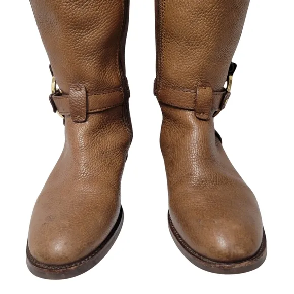 Tory Burch Brown Genuine Leather Tall Riding Women’s Boots Shoes Size 6M US