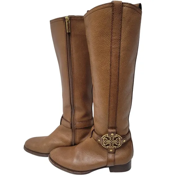 Tory Burch Brown Genuine Leather Tall Riding Women’s Boots Shoes Size 6M US