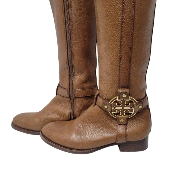 Tory Burch Brown Genuine Leather Tall Riding Women’s Boots Shoes Size 6M US