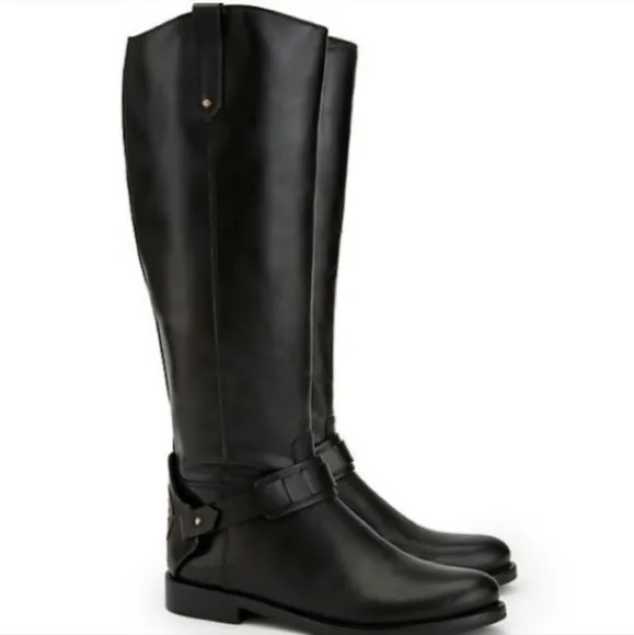 Tory Burch Colton Leather Riding Boots Galleon Leather Black Size 5.5M NWOT'S