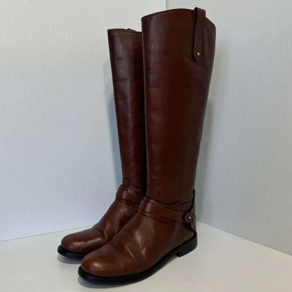 Tory Burch Derby Brown Leather Boots Size 6 1/2