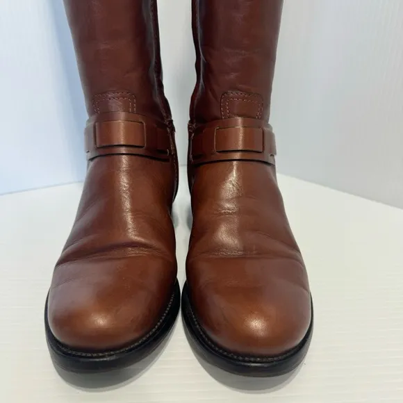 Tory Burch Derby Brown Leather Boots Size 6 1/2