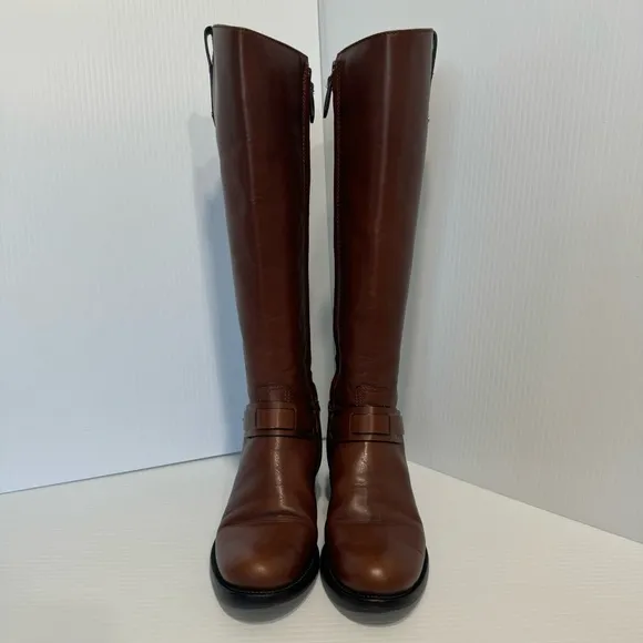 Tory Burch Derby Brown Leather Boots Size 6 1/2