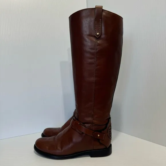 Tory Burch Derby Brown Leather Boots Size 6 1/2