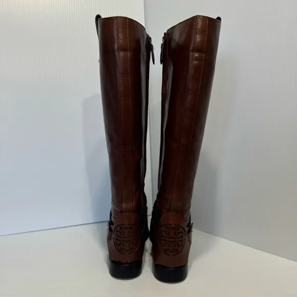 Tory Burch Derby Brown Leather Boots Size 6 1/2