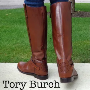 Tory Burch Derby Brown Leather Boots Size 6 1/2