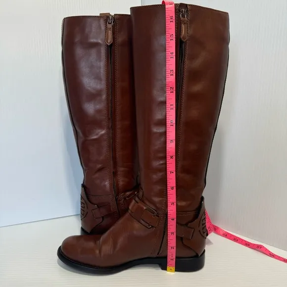 Tory Burch Derby Brown Leather Boots Size 6 1/2
