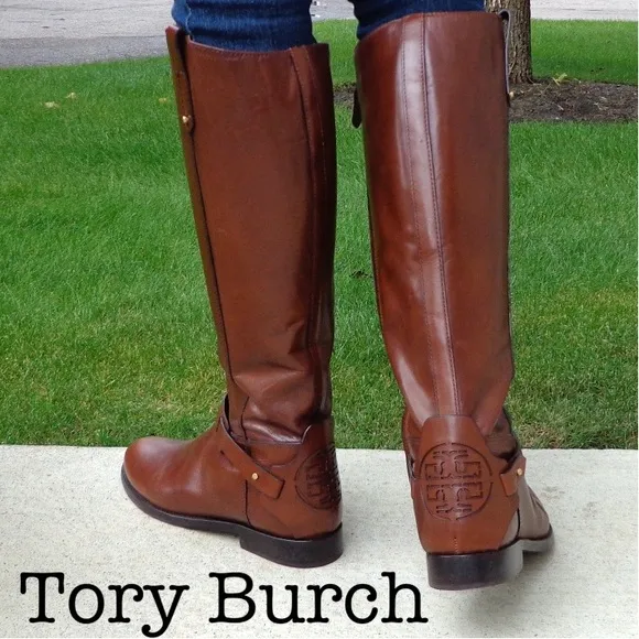 Tory Burch Derby Brown Leather Boots Size 6 1/2
