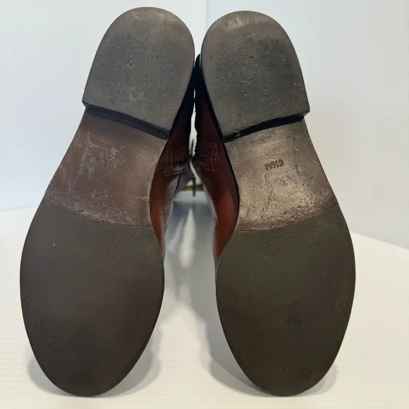 Tory Burch Derby Brown Leather Boots Size 6 1/2
