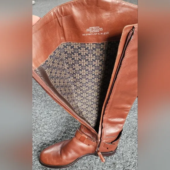 Tory Burch Derby Riding Boots Almond Galleon Antique Leather Size 6.5