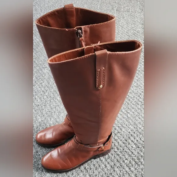 Tory Burch Derby Riding Boots Almond Galleon Antique Leather Size 6.5