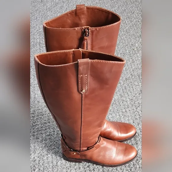 Tory Burch Derby Riding Boots Almond Galleon Antique Leather Size 6.5