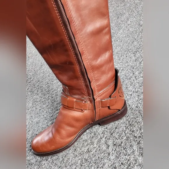 Tory Burch Derby Riding Boots Almond Galleon Antique Leather Size 6.5