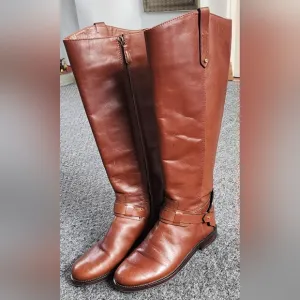 Tory Burch Derby Riding Boots Almond Galleon Antique Leather Size 6.5