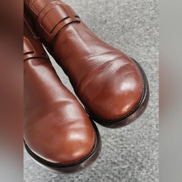 Tory Burch Derby Riding Boots Almond Galleon Antique Leather Size 6.5
