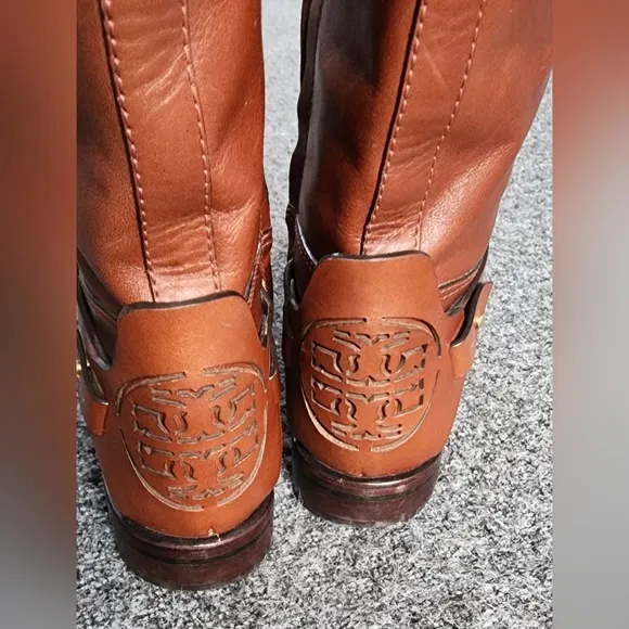 Tory Burch Derby Riding Boots Almond Galleon Antique Leather Size 6.5