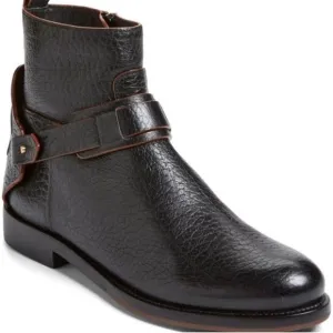 Tory Burch Derby Ankle Boots Pebble Leather Black
