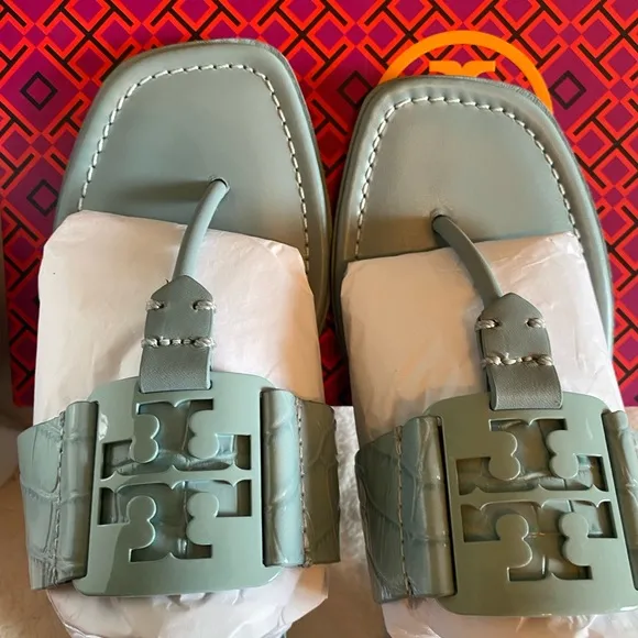 Tory Burch Georgia Sandals Soft Croco Emboss