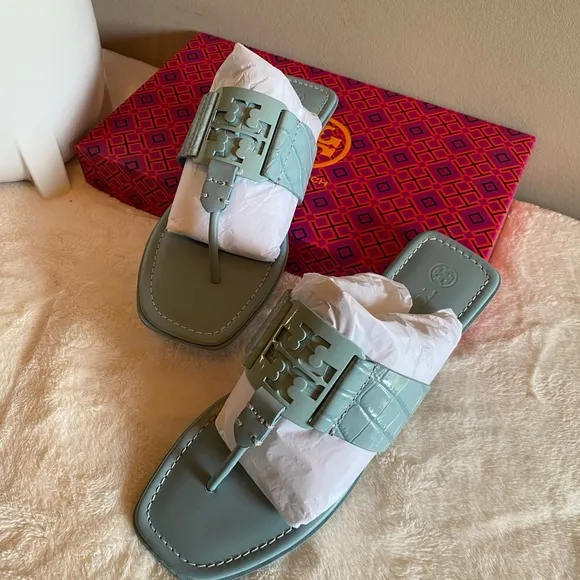 Tory Burch Georgia Sandals Soft Croco Emboss