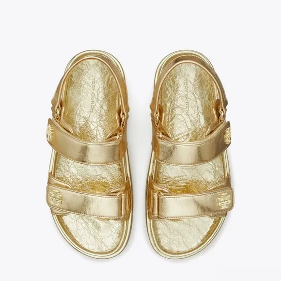 Tory Burch KIRA Sport Gold Chunky Platform Sandals; EUC. With box!