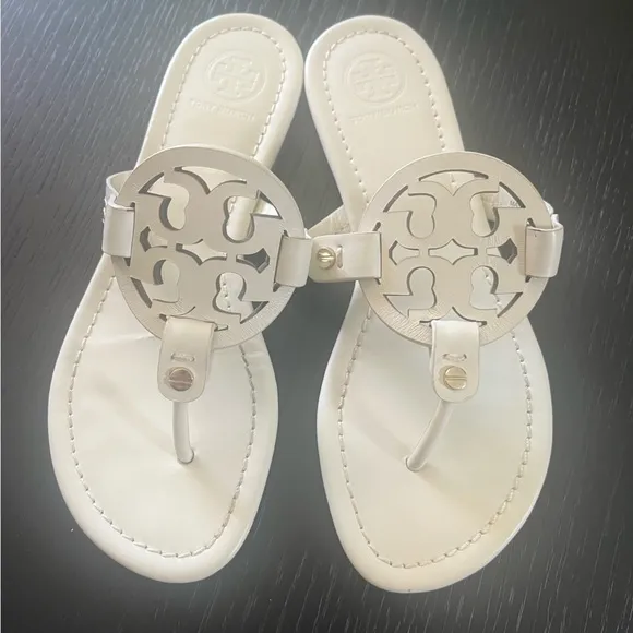 Tory Burch Miller Leather Sandals- White w/ dust bag
