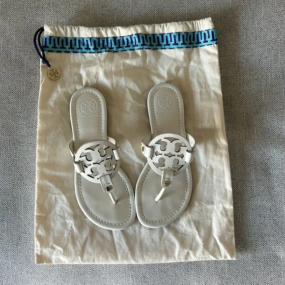 Tory Burch Miller Leather Sandals- White w/ dust bag