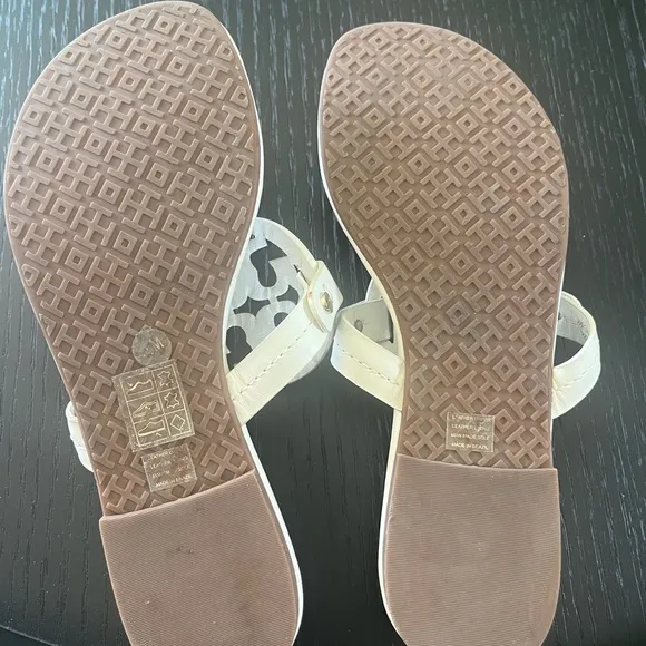 Tory Burch Miller Leather Sandals- White w/ dust bag