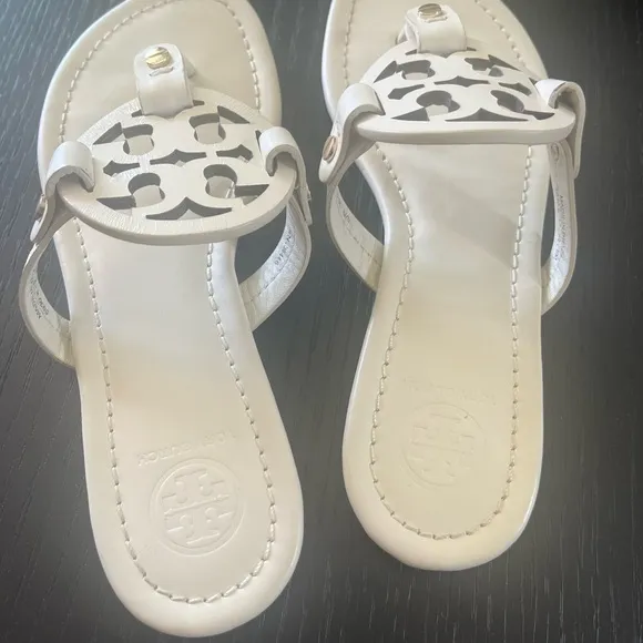 Tory Burch Miller Leather Sandals- White w/ dust bag