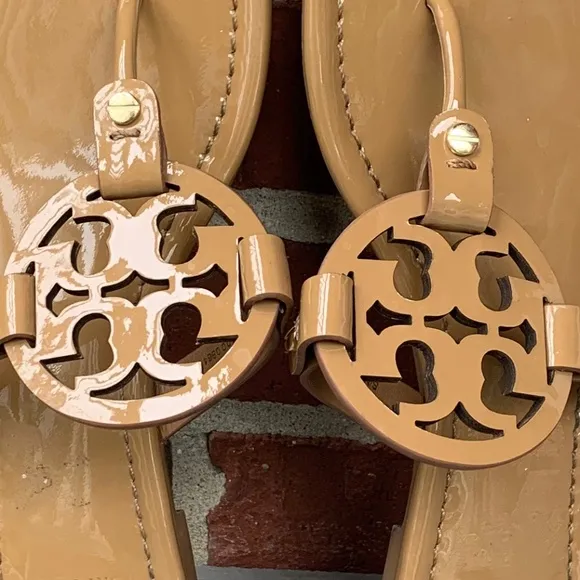 Tory Burch Miller Sandals in Tan Patent Leather