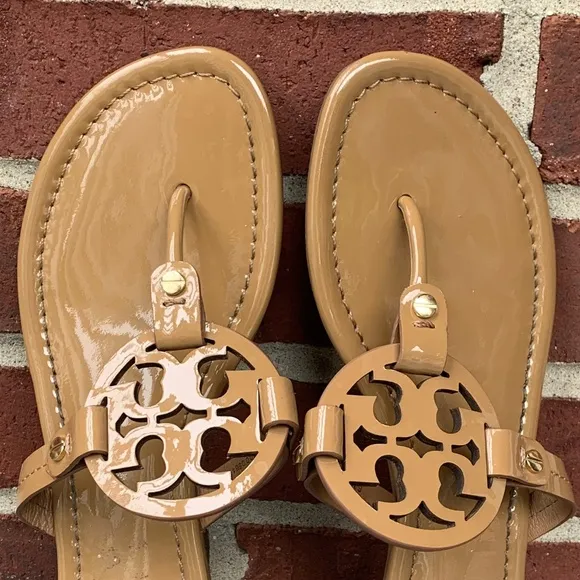 Tory Burch Miller Sandals in Tan Patent Leather